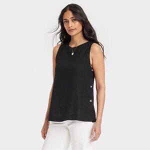 Universal Thread Linen Black Sleeveless Tank Top NWT Size M